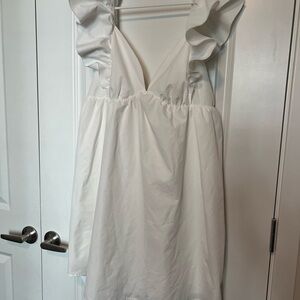 White Ruffle Dress XL
